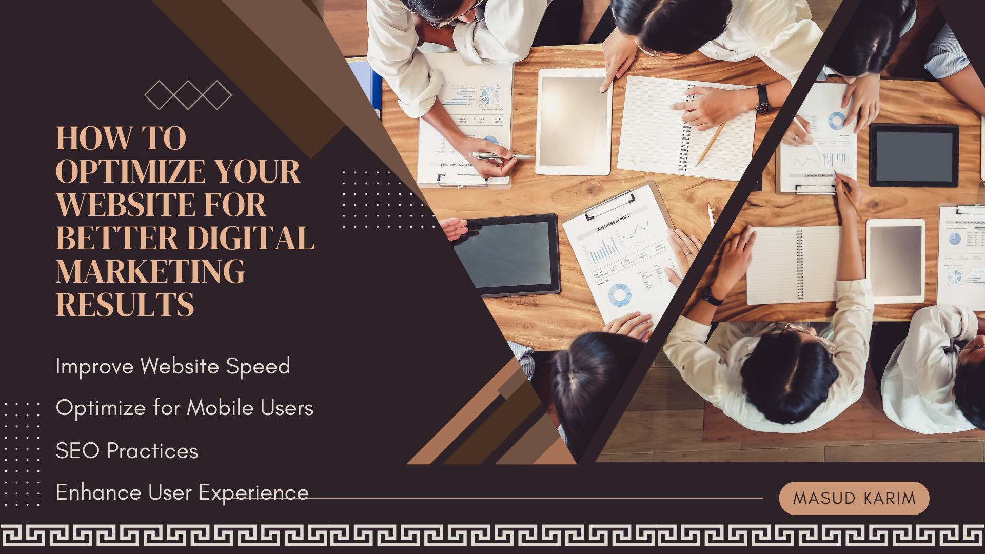 Brown and Cream Geometric Digital Marketing Presentation How to Optimize Your Website for Better Digital Marketing Results